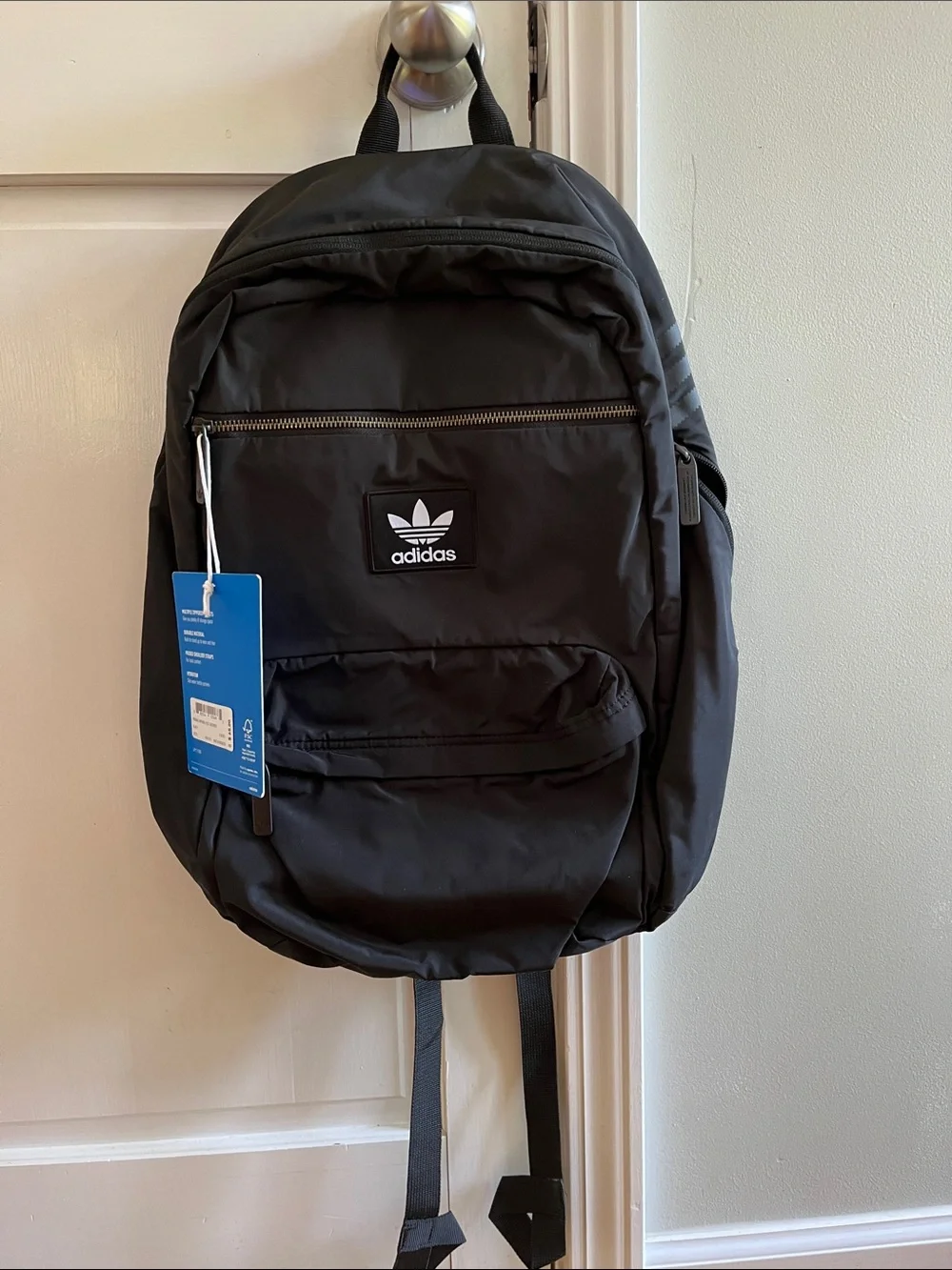 adidas Black Trefoil Front-Zip Backpack